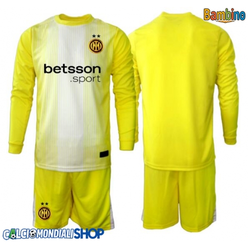 Maglie da calcio Inter Milan Portiere Seconda Maglia Bambino 2025-26 Manica Lunga + Pantaloni corti)